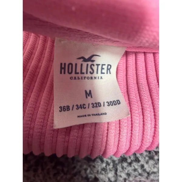 Hollister Bikini Set Womens M/S Pink Ribbed Underwire High Cut Swim 36B - Image 10