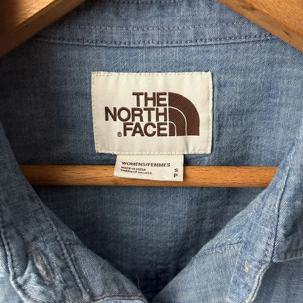 The North Face Black Chambray Long Sleeve Button Shirt Dress Indigo Denim - Image 2