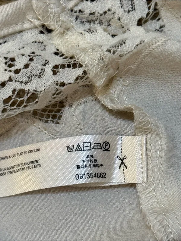 Free People Ivory Lace Satin Cropped Cami Tank Top XS Romantic Lingerie Y2K - Image 10