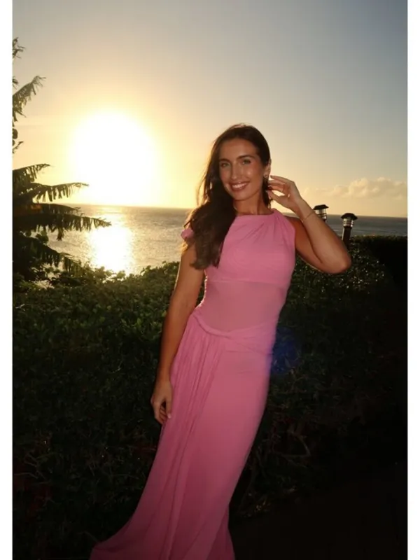 MISHA The Sisal Mesh Maxi Dress in Orchard Pink Size Medium - Image 13