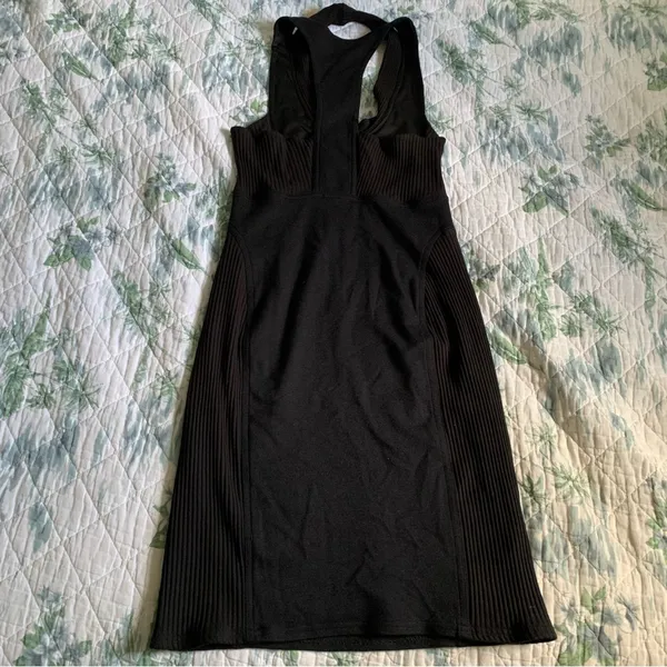 Bailey 44 Mini Cowl Ribbed Side Ponte Dress S Black LBD Racerback - Image 4