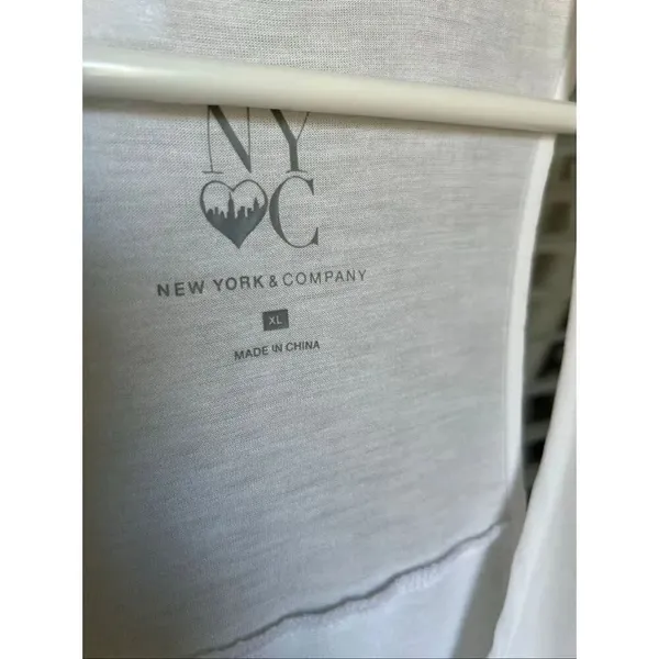 NWT NY&C Sleeveless Racerback Blouse Ivory XL Bling Heart Design Lightweight Su - Image 9