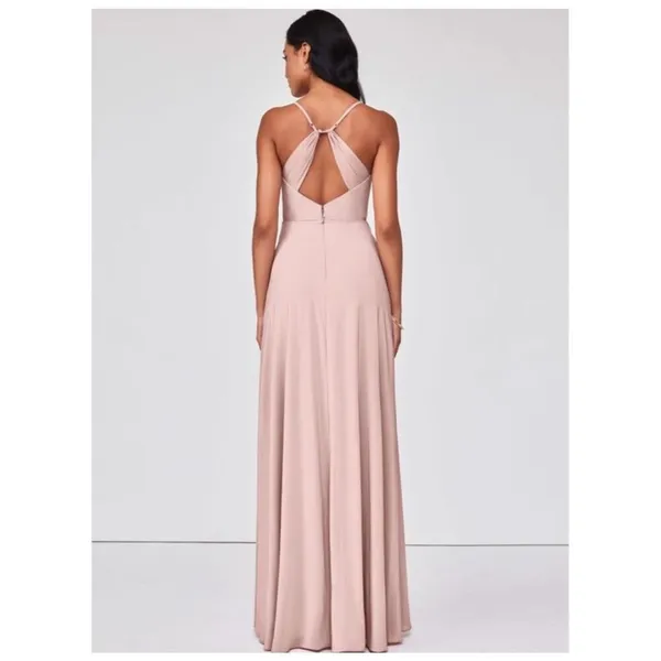 ✨Azazie Eilish Stretch Dusty Rose A-Line Pleated Stretch Chiffon Sz A2 Dress✨ - Image 5