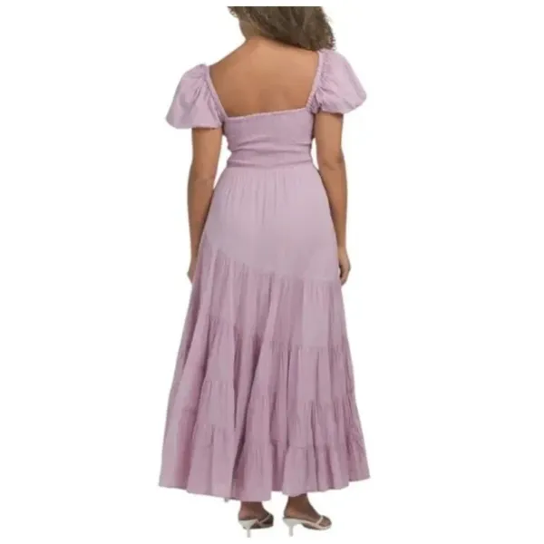 FREE PEOPLE Sundrenched Smocked Puff Sleeve Maxi Dress Size Medium - Image 2