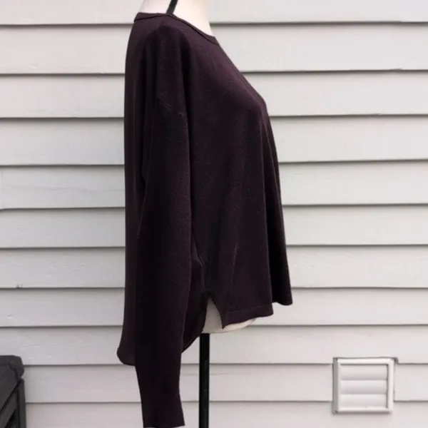 LOFT Mixed Media Sweater | Loft Maroon Mixed Media Sweater - Image 3