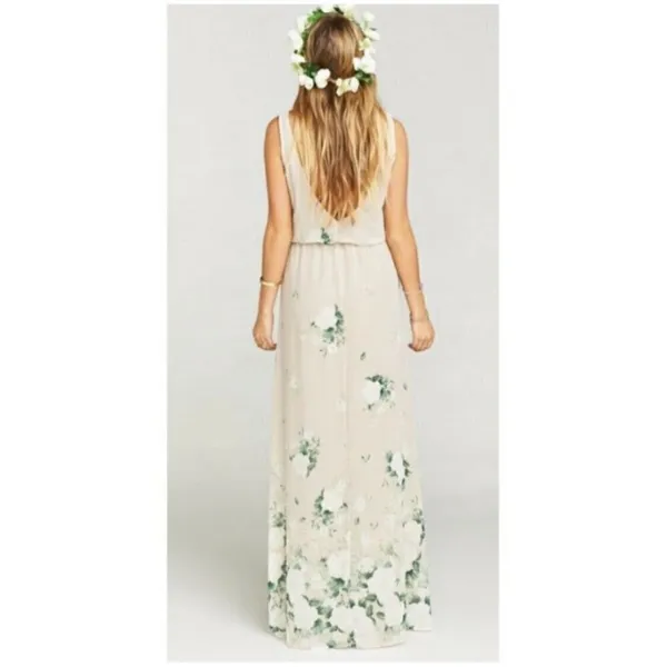 NWT Show Me Your MuMu floral maxi dress beige MEDIUM bohemian Bridesmaid prom - Image 7