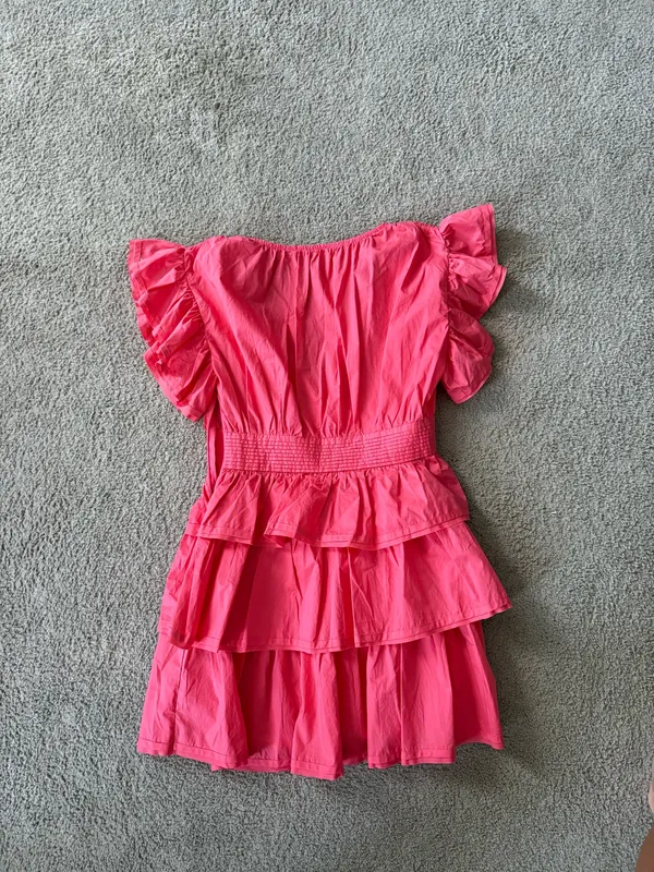 Olivaceous Pink Ruffle Dress - Image 2