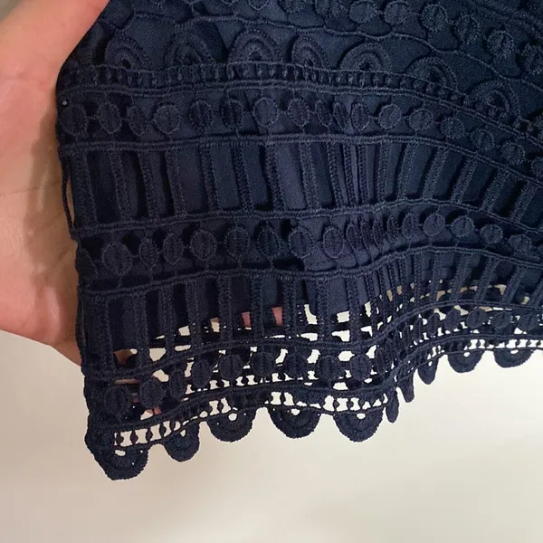 Lulu’s Take Me Dancing Navy Blue Crochet Lace Sleeveless Mini Dress size M - Image 7