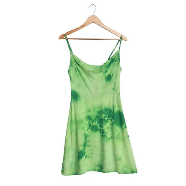 Lulus NWT Green Tie-Dye Cowl Neck Mini Dress Large - Image 4