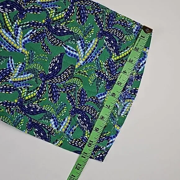 Midnight Sky -175‎ Blue Green Floral Linen Blend Tie Waist Wide Leg Pants Size S - Image 9