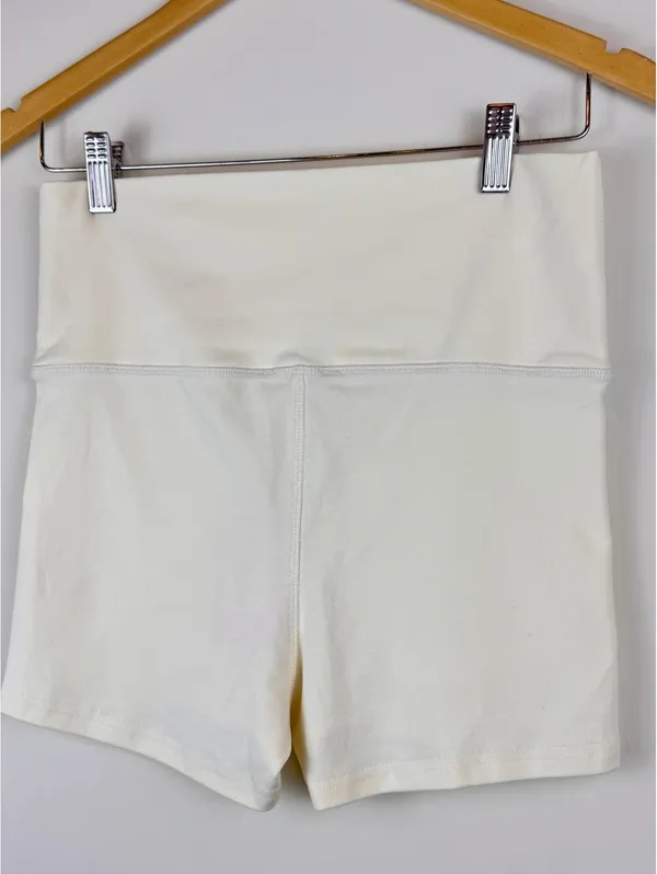 Edikted Foldover Micro Shorts Yellow Cream Cotton Stretch Y2K Size Small NWT - Image 7