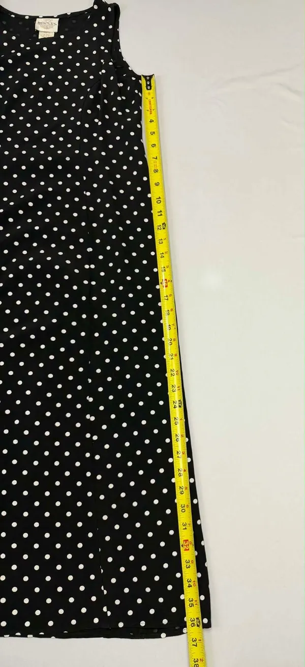 TR Bentley Vintage 90s Black & White Polka Dot Sleeveless Maxi Dress - Image 11