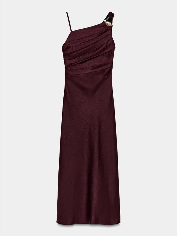 Nwt Zara Asymmetric 100% Linen Midi Dress Size Xs - Image 11