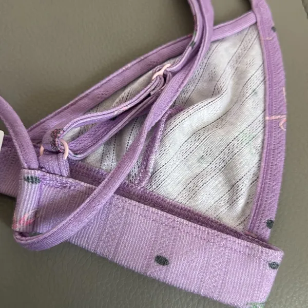 For Love and Lemons‎ NWT Pointelle Bralette Lavender Floral Print XS - Image 5