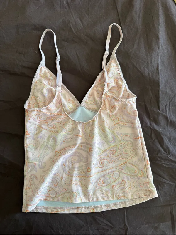Out From Under UO Mesh Paisley Camisole Small Peach Pink Resort Festival Cami - Image 5