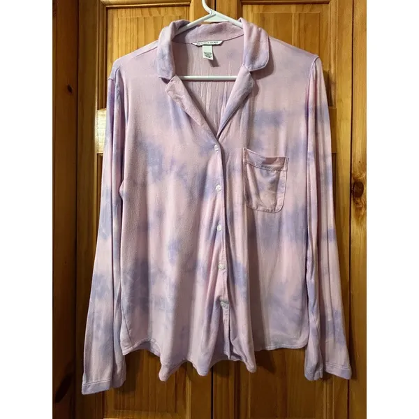 Victoria's‎ Secret Modal Tie Dye Pajama Set Small 2PC Button Down Top & Shorts - Image 4