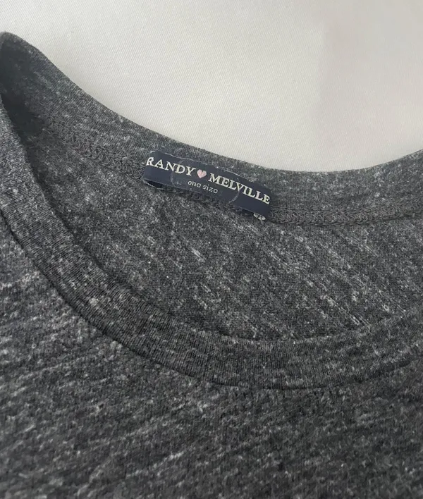 Brandy Melville Grey Heathered Crop Shirt - Image 2