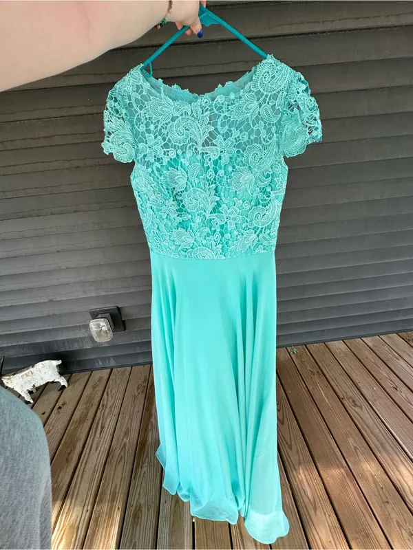 JJs House Estelle bridesmaid Dress Lace Bodice in Spa (Aqua blue/green) (206482) - Image 5