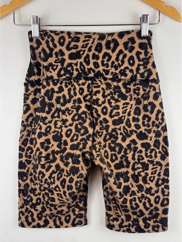 LNA Leopard Print High Rise Bike Shorts Biker Shorts Brown Black Size M - Image 6