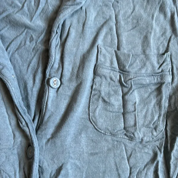 Skims blue button front shirt sleeve pajama top - Image 2