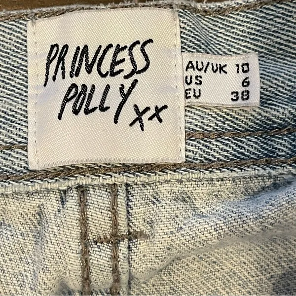 Princess Polly Wide Straight Leg Jeans Size 6 Light Wash - Image 3