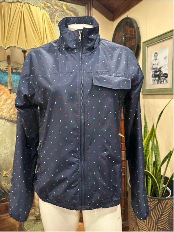 The North Face Women's Windbreaker Polka Dot Jacket Navy Blue Full Zip Size S - Image 4