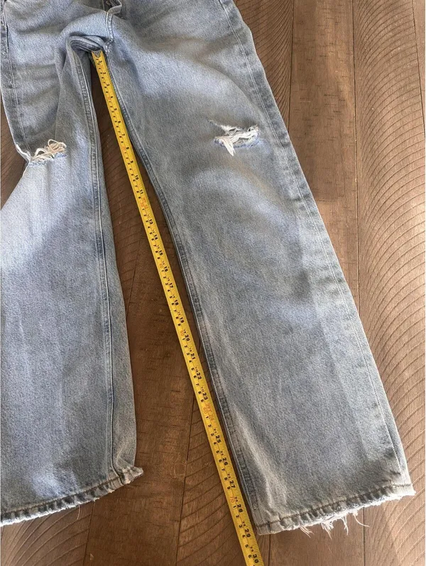 AGOLDE 90's Mid Rise Loose Fit in Captured Wash Distressed Button Fly Women’s 24 - Image 11