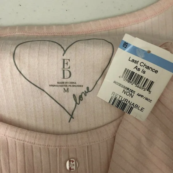 ED Ellen DeGeneres Womens Tank Top Ribbed Stretch Buttons Sleeveless Pink M - Image 3