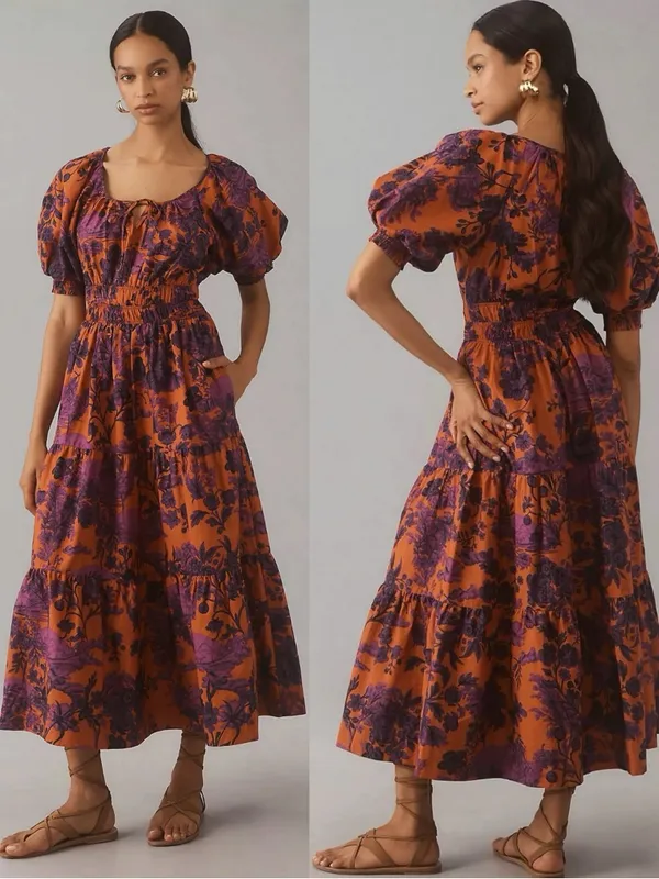 Anthropologie The Somerset Maxi Dress: Puff-Sleeve Edition Size Medium Floral - Image 2
