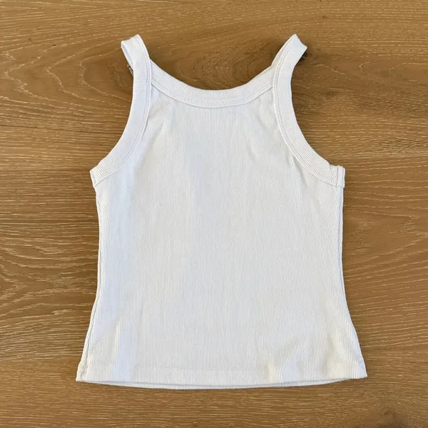 White Fox Tank Top Sleeveless Buckle Strap Size S White - Image 3