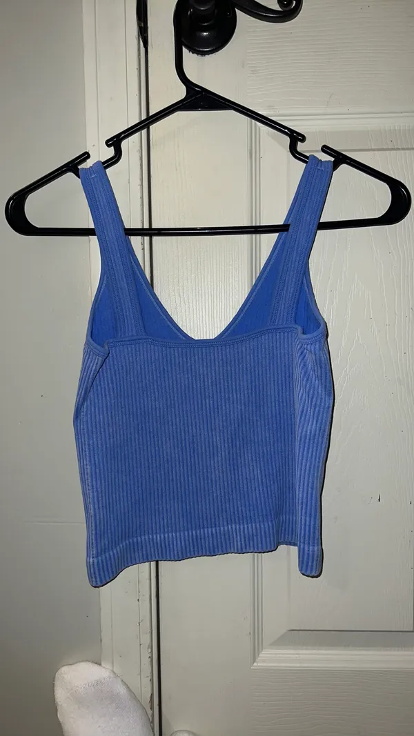 Blue V Neck Crop Top - Image 3
