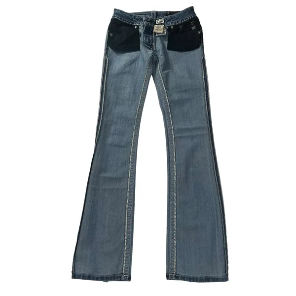 Miss Me Bootcut Jeans Medium Wash Studded Embellished Buckle Exclusive Womens Size 27 - Image 4