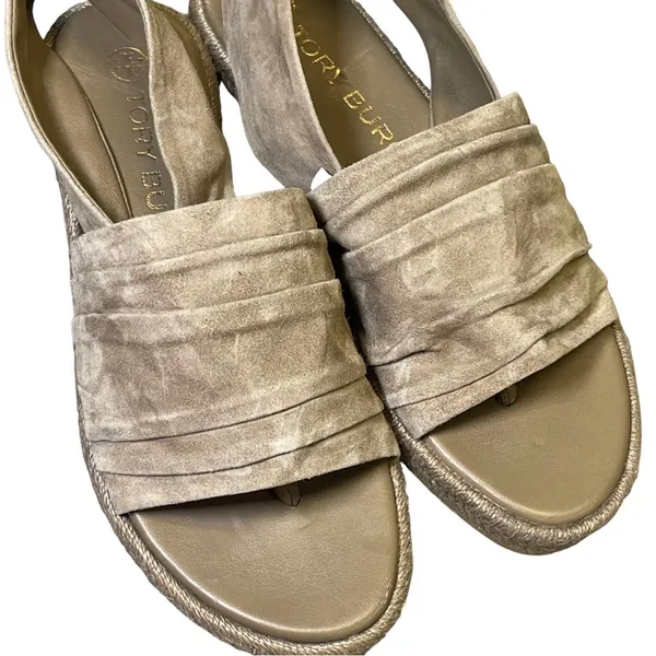 Tory Burch Gathered Slingback Strap Coastal Suede Espadrille Sandals Size 7.5 - Image 9