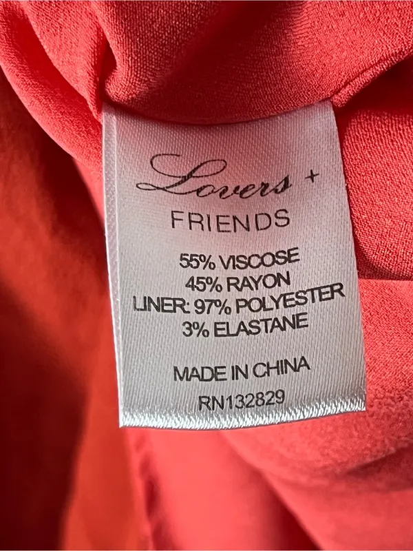 LOVERS + FRIENDS Suntime Red Ruffle Trim Belted Waist Dress Size Medium Boho - Image 4