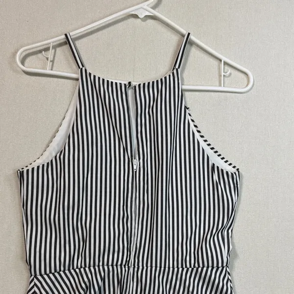 I.N. San Francisco Black and White Striped Dress with Floral Detail - Image 6