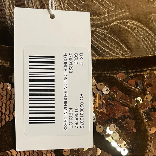 Flounce Gold Velvet Sequin Mini Dress Size 8‎ - Image 7