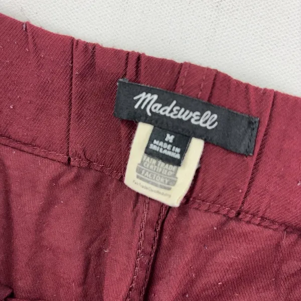 Madewell Pants Womens M Red Twill Relaxed Jogger Elastic Waist Cuffed Pockets - Image 3