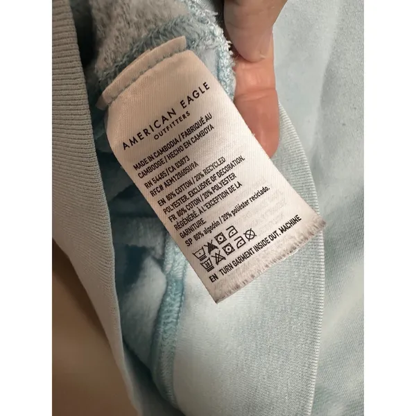 American‎ Eagle Womens Light Blue Embroidered Daisy Crewneck Sweatshirt Small - Image 5