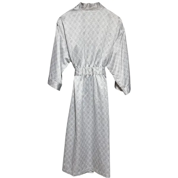 Cabernet by Sleep Sense Satin Wrap Robe Silver Gray White Medium - Image 9