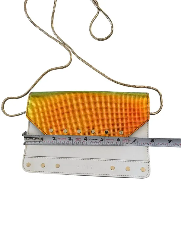 MILLY Hologram White Leather Studded Chain Crossbody Bag - Image 6