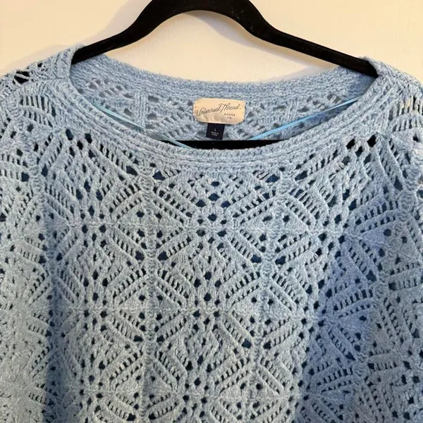 Universal Threads Womens Large Sky Blue Knot Sweater Crochet Vintage - Image 2