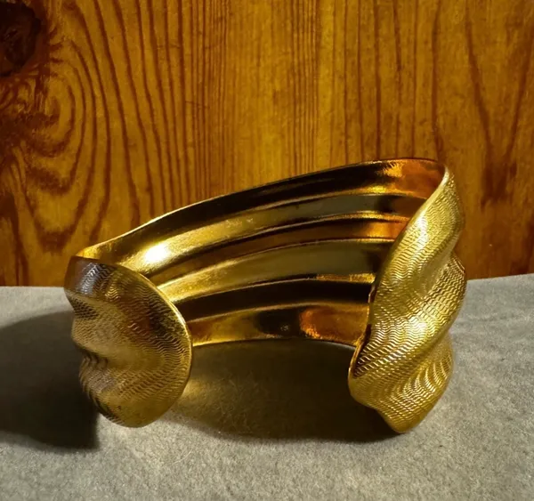 Gold Tone Chunky Statement Cuff Bracelet - Image 5