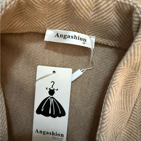 Angashion Women’s Coat, Stand Collar Open Front Overcoat with Zipper Pockets - Image 4