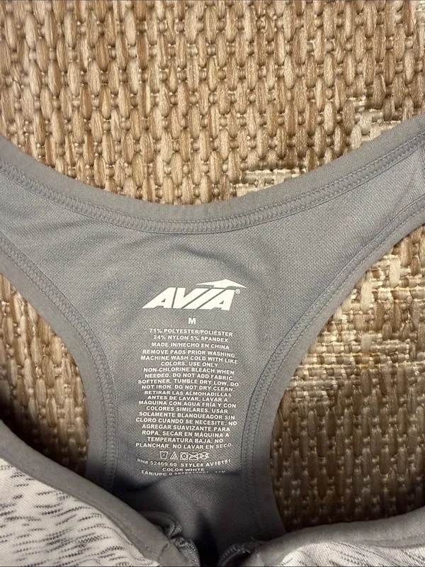 Avia Women's Front-Zip Sports Bra in Gray/White - Image 2