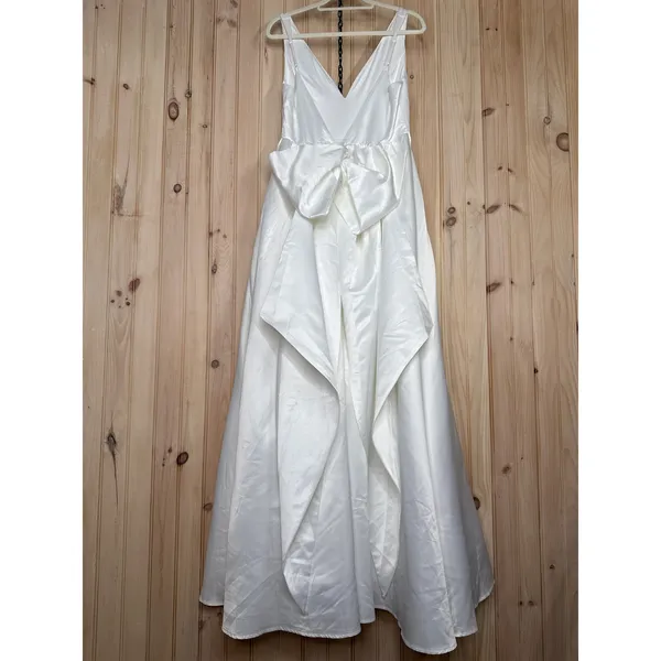 NWT Lulus Blissfully Beloved Ivory Backless A-Line Bow Maxi Dress Bridal Size M - Image 6
