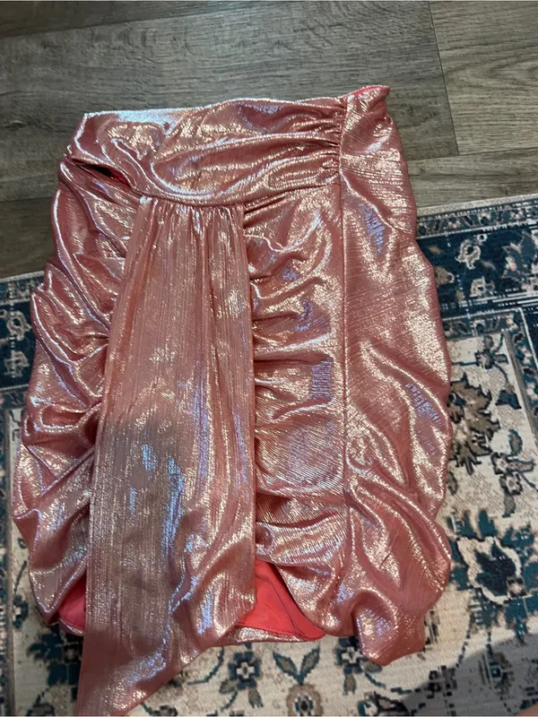 House of CB Shahja Metallic Rose Ruched Tie-Front Mini Skirt - Image 7