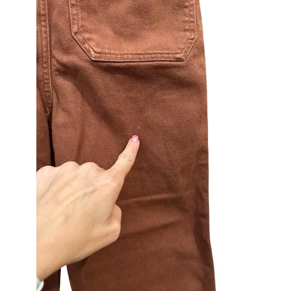 Quince Sz 25‎ Organic Stretch Cotton Twill Wide-Leg Crop Pants Rust Denim #Z6-5 - Image 6