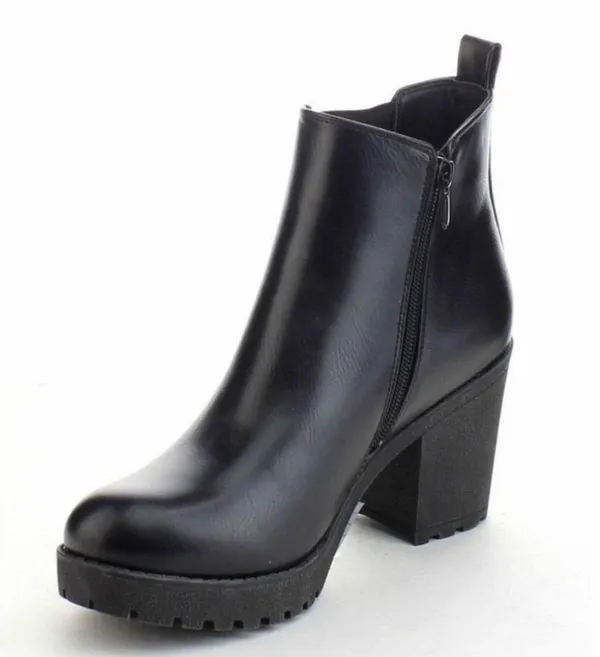 Refresh Black Chunky Lug Sole Slip On Bootie - Image 6