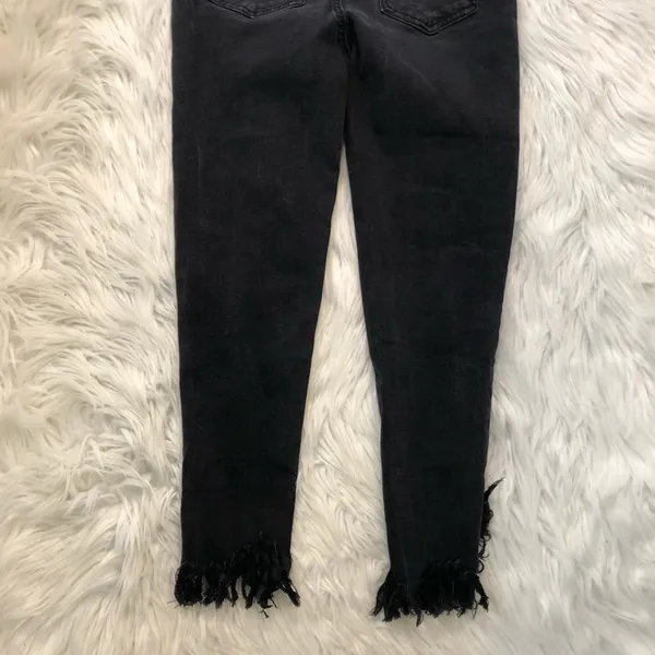 Five Plus Women's Size Small Cropped Jeans Black Fringe Studded Waist - Image 11