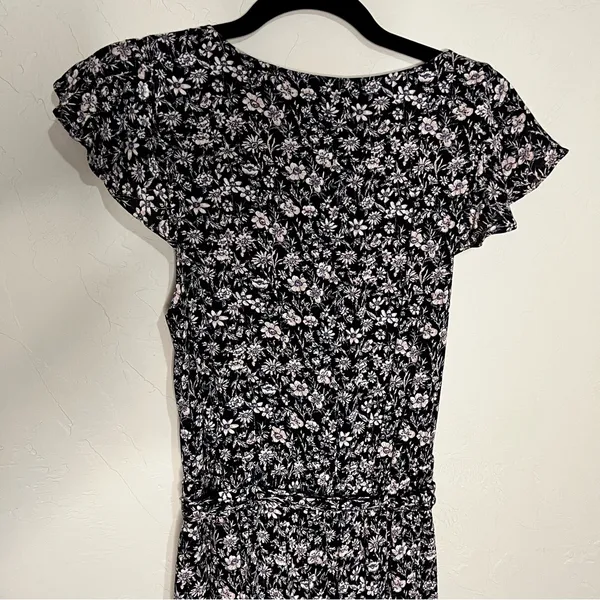 Maeve By Anthropologie Black Purple Ditzy Floral Belted Wide‎ Leg Jumpsuit - Image 10